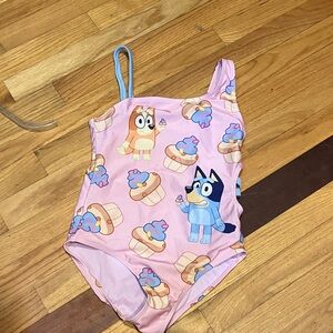 Kids Cartoon Character Pink One Piece Swimsuit
